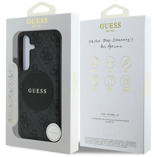 Guess 4G Round Patch Classic Logo MagSafe case for Samsung Galaxy S25 black