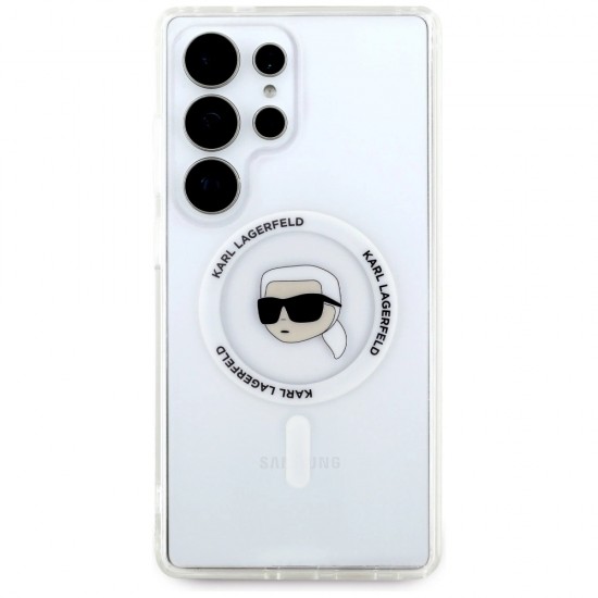 Case Karl Lagerfeld Button Karl Head Printed Logo MagSafe Samsung Galaxy S25 Ultra white