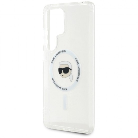 Case Karl Lagerfeld Button Karl Head Printed Logo MagSafe Samsung Galaxy S25 Ultra white
