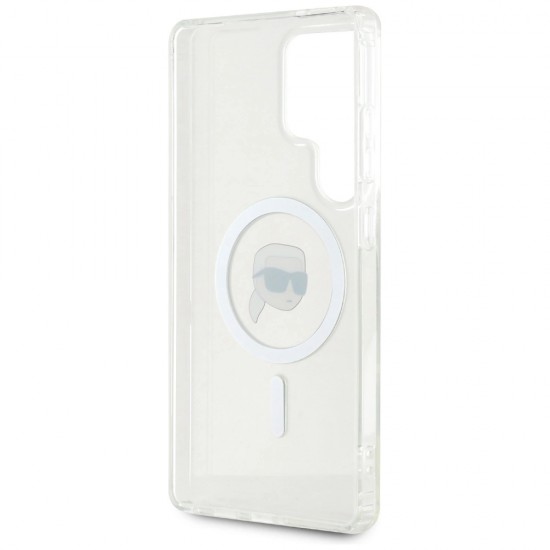Case Karl Lagerfeld Button Karl Head Printed Logo MagSafe Samsung Galaxy S25 Ultra white
