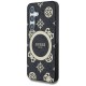 Guess 4G Background Gold Electroplated Peony Pattern MagSafe case for Samsung Galaxy S25 black