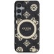 Guess 4G Background Gold Electroplated Peony Pattern MagSafe case for Samsung Galaxy S25 black