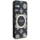 Guess 4G Background Gold Electroplated Peony Pattern MagSafe case for Samsung Galaxy S25 black