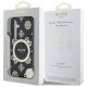 Guess 4G Background Gold Electroplated Peony Pattern MagSafe case for Samsung Galaxy S25 black