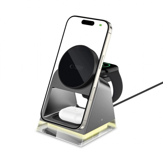 Tech-Protect QI15W-A43 3in1 Wireless Charger with MagSafe for Apple Devices - Black