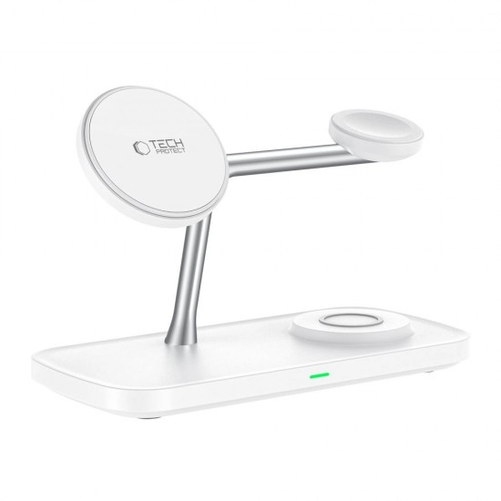 Tech-Protect QI15W-A45 3in1 Wireless Charger with MagSafe for Apple Devices - White