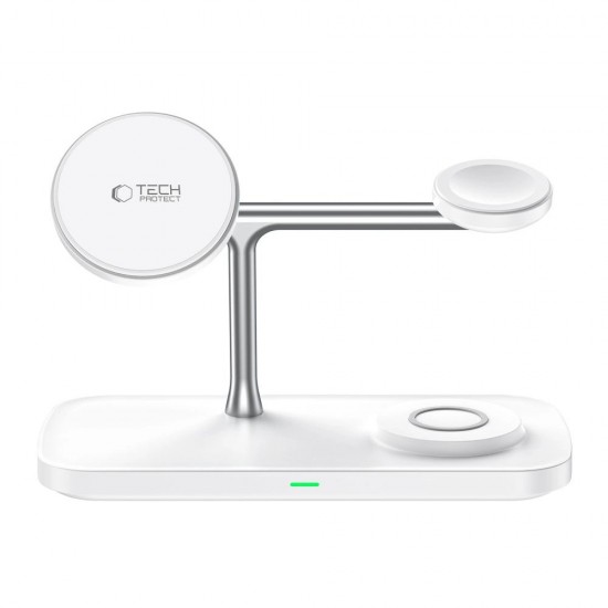 Tech-Protect QI15W-A45 3in1 Wireless Charger with MagSafe for Apple Devices - White