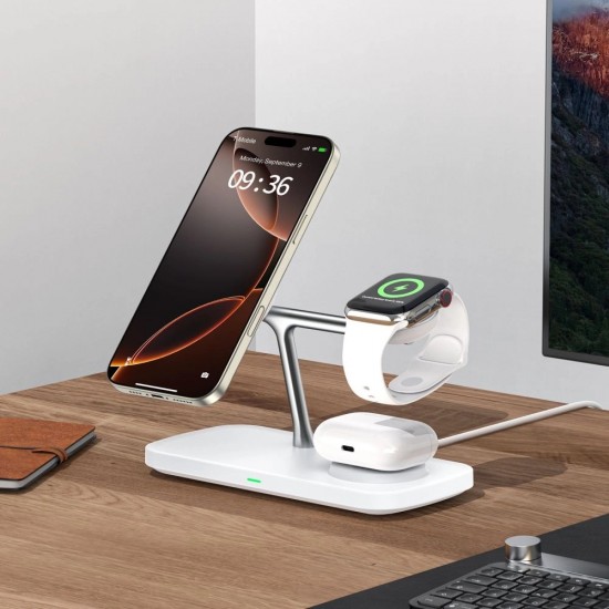 Tech-Protect QI15W-A45 3in1 Wireless Charger with MagSafe for Apple Devices - White