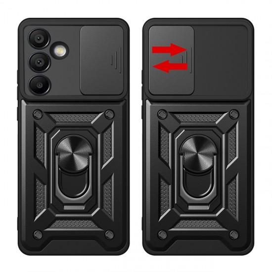 Hybrid Armor Camshield with Stand and Camera Cover for Samsung Galaxy A56 - Black