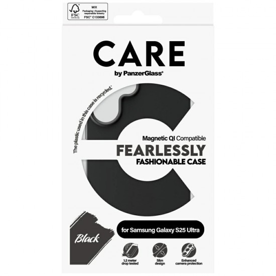 CARE by PanzerGlass Fashion QI Case for Samsung Galaxy S25 Ultra - Black