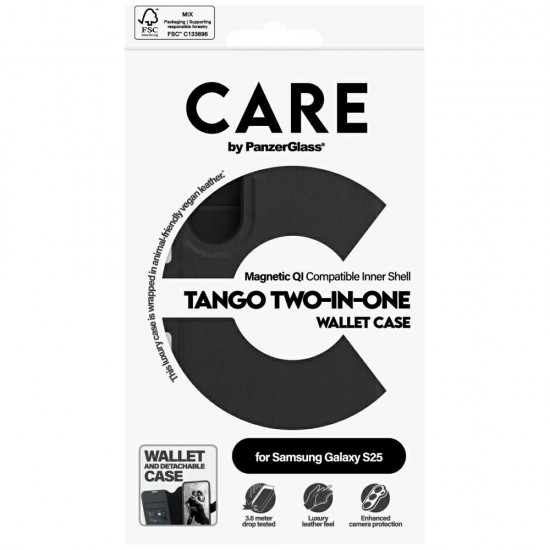 CARE by PanzerGlass Feature Tango 2in1 Wallet Case for Samsung Galaxy S25 - Black