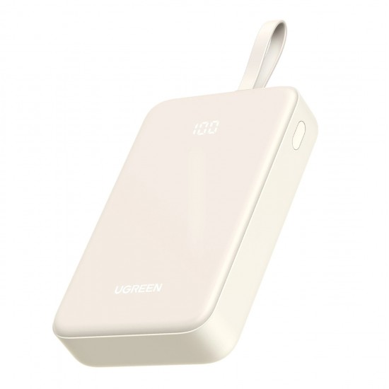 Ugreen PB505 Powerbank 20000mAh 22.5W USB-C USB-A Built-in USB-C Cable - White