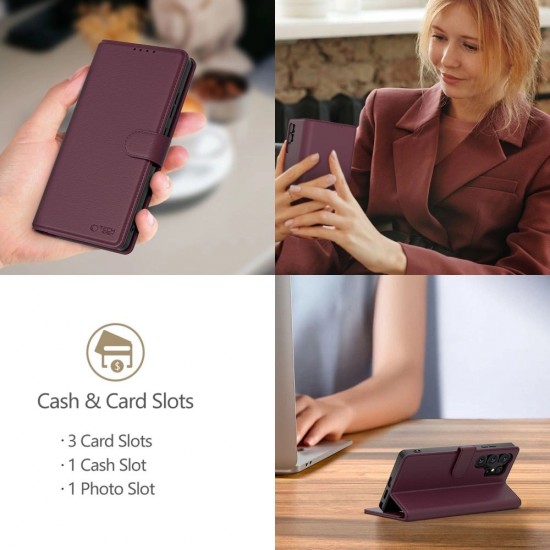 Tech-Protect Wallet Case for Samsung Galaxy S25 Ultra - Burgundy