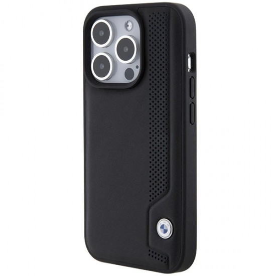 BMW Leather Blue Dots iPhone 15 Pro Max Case - Black