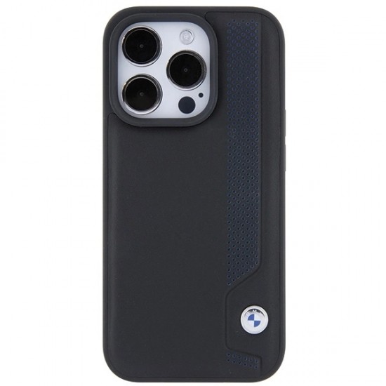 BMW Leather Blue Dots iPhone 15 Pro Max Case - Black