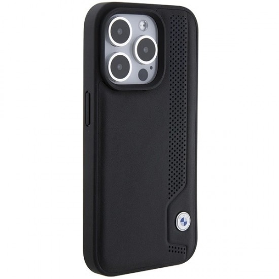 BMW Leather Blue Dots iPhone 15 Pro Max Case - Black