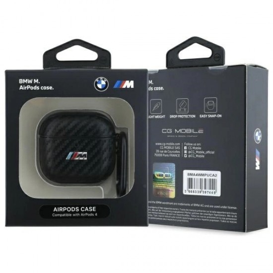 BMW BMA4CMPUCA AirPods 4 cover black/black PU Carbon M Collection