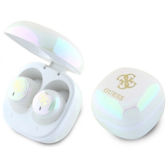 Guess Bluetooth headphones GUTWSJ144ESH TWS + docking station white/white Iridescent 4G Printed Logo
