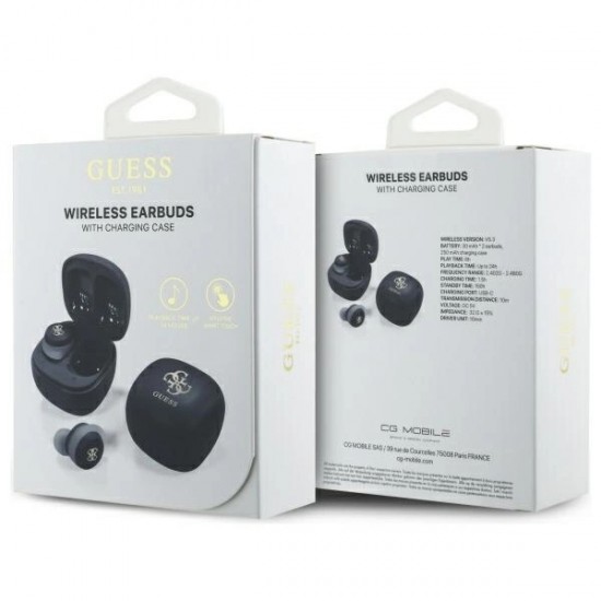 Guess Bluetooth headphones GUTWSJ144ESK TWS + docking station black/black Iridescent 4G Printed Logo