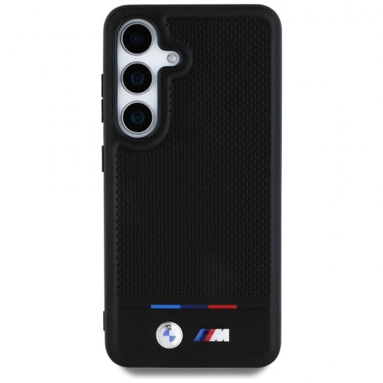 BMW Leather Tricolor Stripe MagSafe Case for Samsung Galaxy S25 - Black