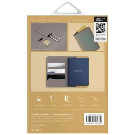 Uniq Belmont RFID Blocking Passport Case - Grey/Yellow