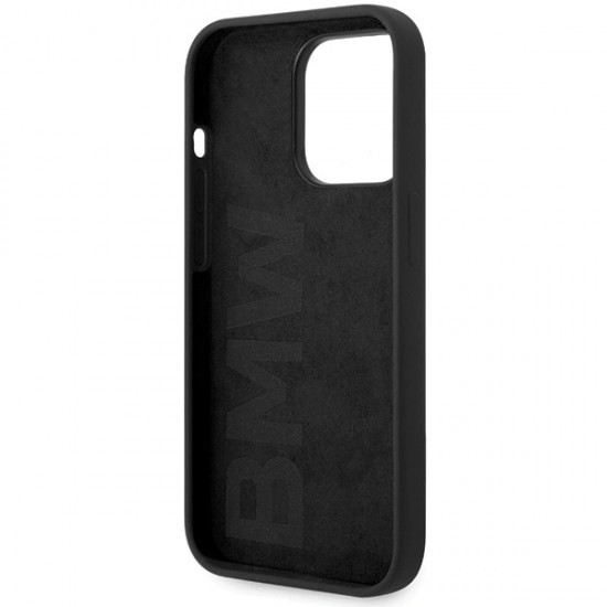 BMW Silicone Metal Logo iPhone 15 Pro Max Case - Black