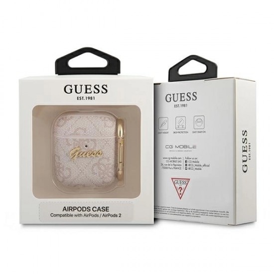 Guess 4G Script Metal Collection Case for AirPods 1 / 2 - Pink