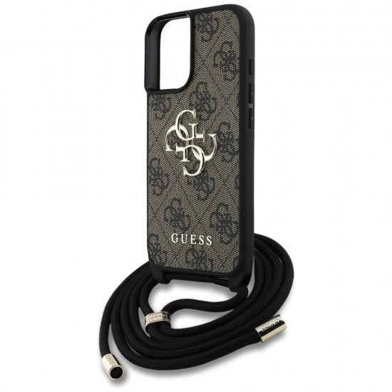 Guess 4G Big Logo Cord Stap Crossbody Case for iPhone 16 Brown