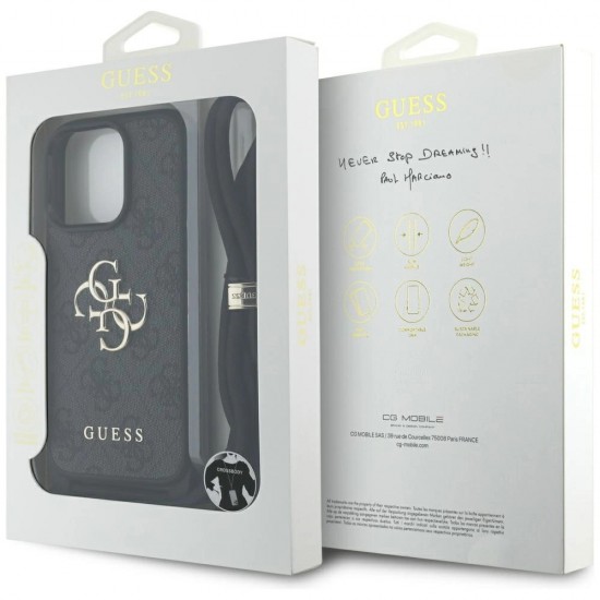 Guess 4G Big Logo Cord Stap Crossbody Case for iPhone 16 Pro Max black