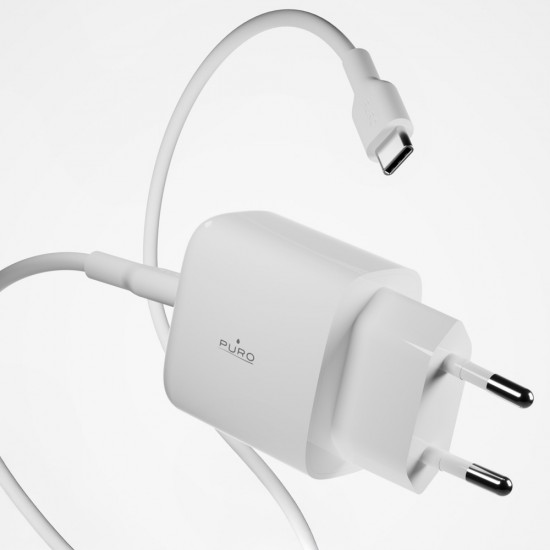 Puro PROLITE 30W USB-A / USB-C wall charger + USB-C - USB-C cable 1.2m - white