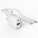 Puro PROLITE 20W USB-A / USB-C wall charger + USB-C - USB-C cable 1.2m - white