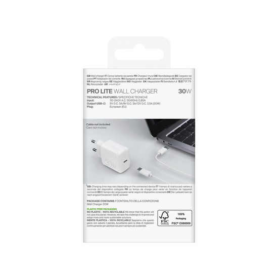 Puro PROLITE 30W USB-C Wall Charger - White
