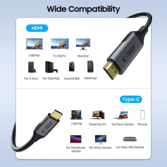 Tech-Protect UltraBoost USB-C / HDMI cable 60Hz 180cm - black