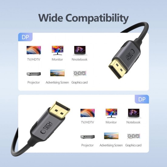 Tech-Protect UltraBoost DisplayPort to DisplayPort 1.4 4K 60Hz Cable 2m - Black