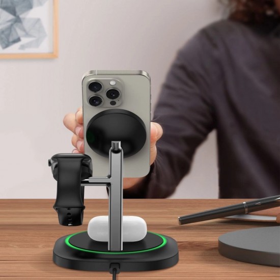 Tech-Protect QI15W-A46 3in1 Magnetic MagSafe Inductive Charger - Black