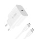 Tech-Protect NC20W PD20W USB-C wall charger with USB-C cable - white