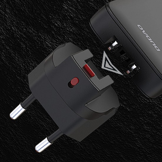 Dudao A65Q 65W GaN Travel Wall Charger USB-A / USB-C PD Ultra-Thin EU / US - Black