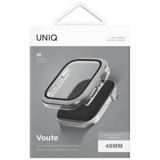 Uniq Voute tempered glass case for Apple Watch 10 46 mm - silver