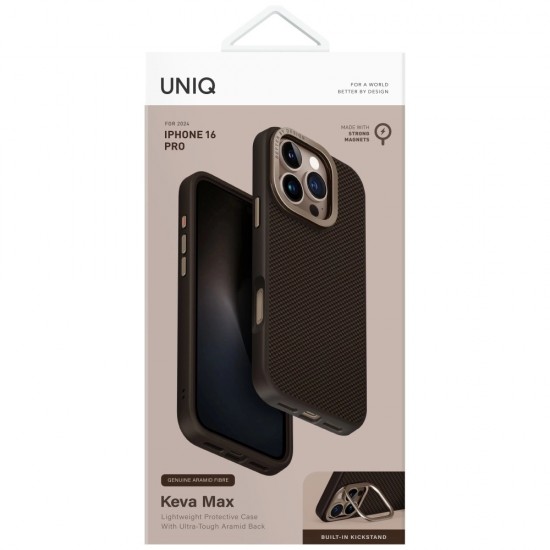Uniq Keva Max Magclick Charging Camera Stand Case for iPhone 16 Pro - Brown