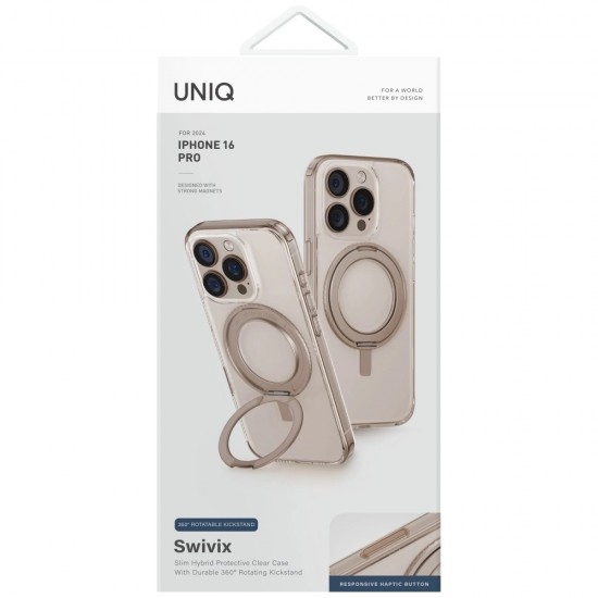 Uniq Swivix 360 Rotating Kickstand Case for iPhone 16 - Gold