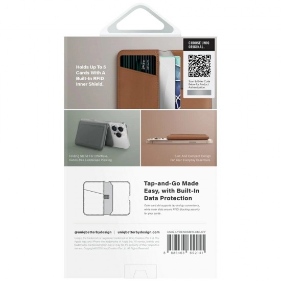 Uniq Lyden DS RFID Magnetic Wallet with Phone Stand - Brown