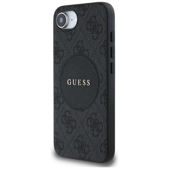 Guess 4G Circle Classic Logo MagSafe case for iPhone 16e - black
