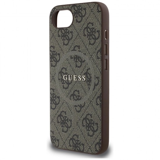 Guess 4G Ring Classic Logo MagSafe iPhone 16e Case - Brown