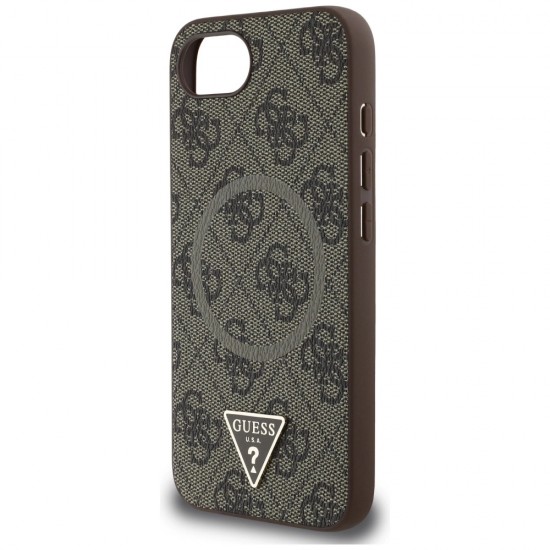 Guess 4G Ring Triangle Logo MagSafe iPhone 16e Case - Brown