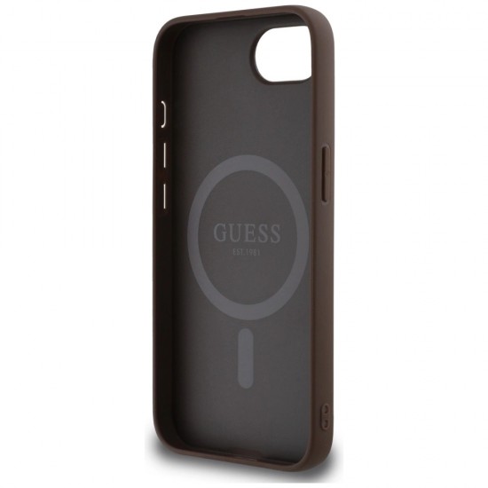 Guess 4G Ring Triangle Logo MagSafe iPhone 16e Case - Brown