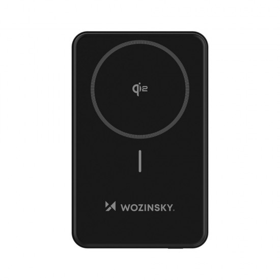 Powerbank Wozinsky WLWP-10KA0Y3S 22.5W PD Qi2 10000 mAh, with stand, 1x USB-A, 1x USB-C - black