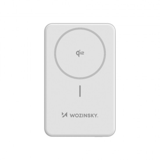 Powerbank Wozinsky WLWP-10KA0Y3WS 22.5W PD Qi2 10000 mAh, with stand, 1x USB-A, 1x USB-C - white