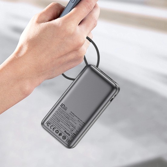 Acefast M7-10000 PD30W Powerbank with Built-in Cable - Black