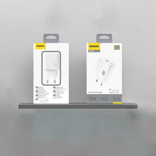 Dudao A27P 30W PD GaN USB-C Wall Charger - White