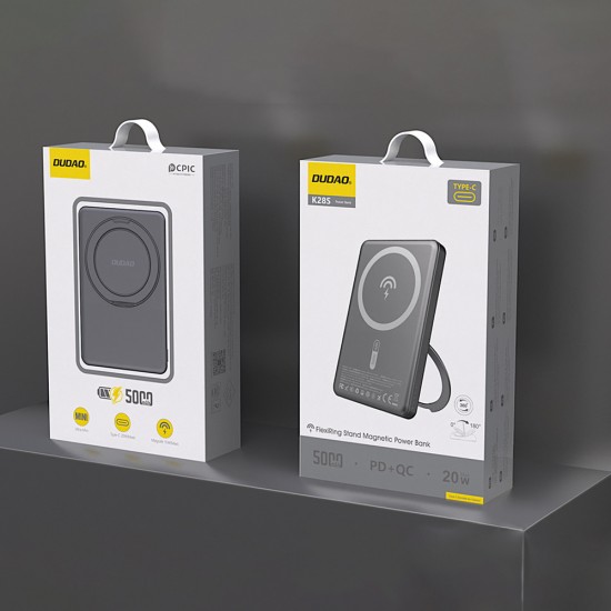 Dudao K28S 20W PD 5000mAh Powerbank with MagSafe and Stand - Gray